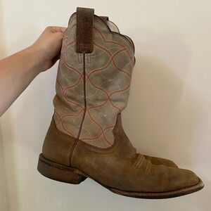 Ariat Sport Square Toe Cowboy Boots Men’s 10.5 Tan Suede Leather